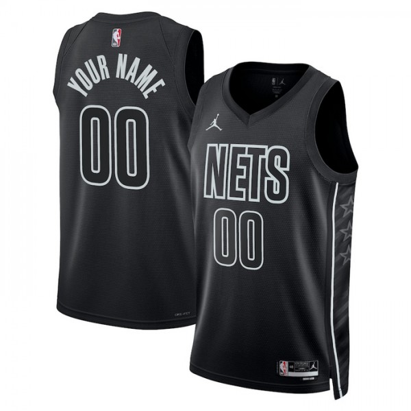 Brooklyn Nets Trikot Benutzerdefinierte Jordan 2022-23 Statement Edition Schwarz Swingman - Herren
